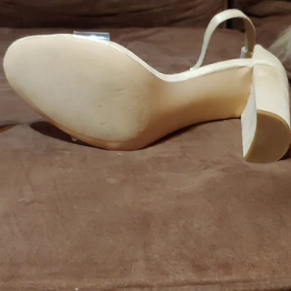 Liliana clear, and faux suede heeled sandal